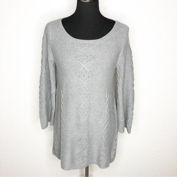Soft Surroundings gray mixed knit diamond pattern sweater size XS NWT - Picture 1 of 13